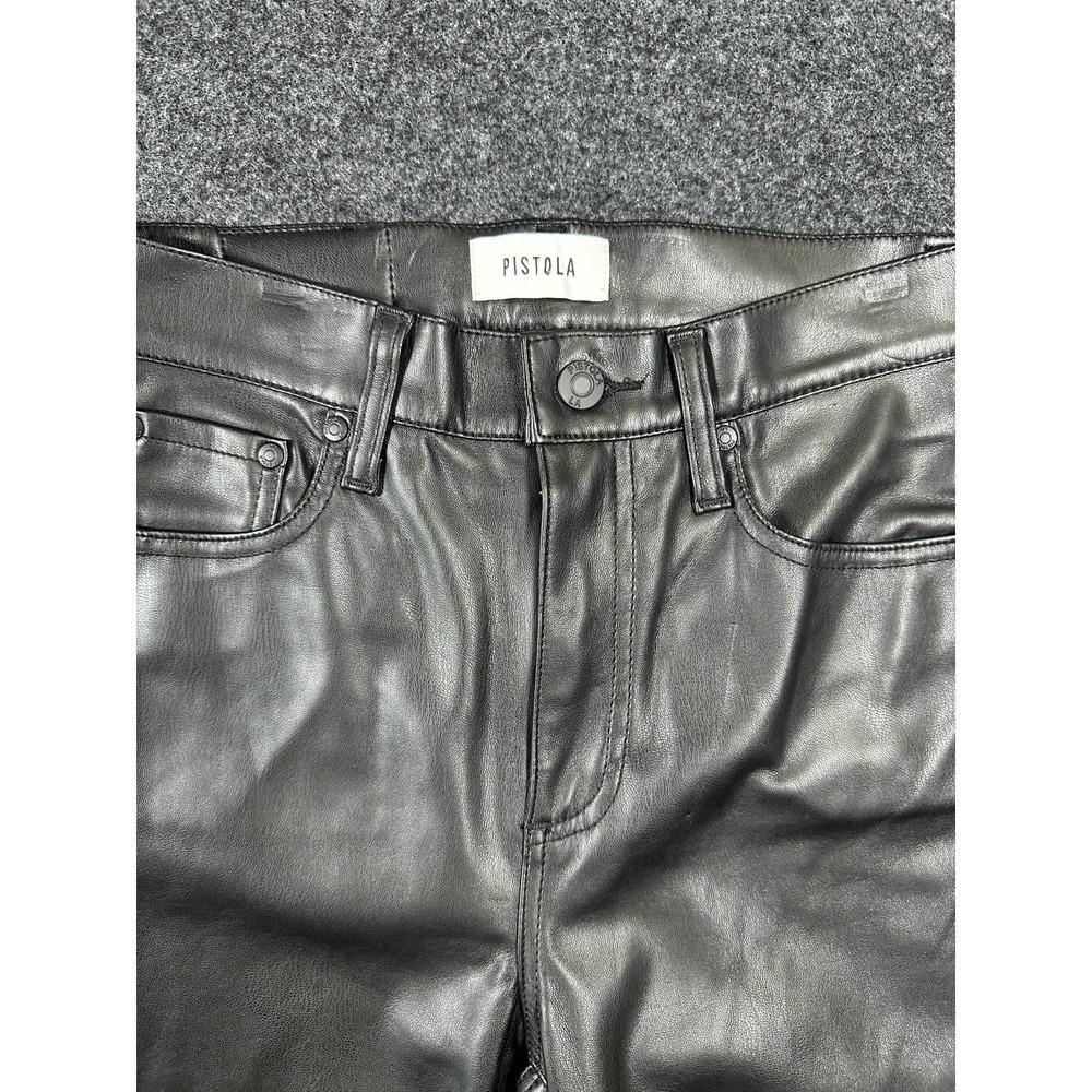 PISTOLA Women 24 Pants Black Vegan Leather High Rise‎ Crop Boot Lennon Designer